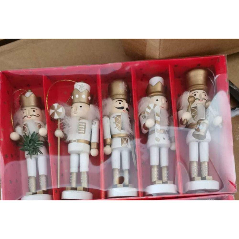 5PCS Painted Christmas Nutcracker Vintage Handcraft Figurine Soldier Doll  Office Decor