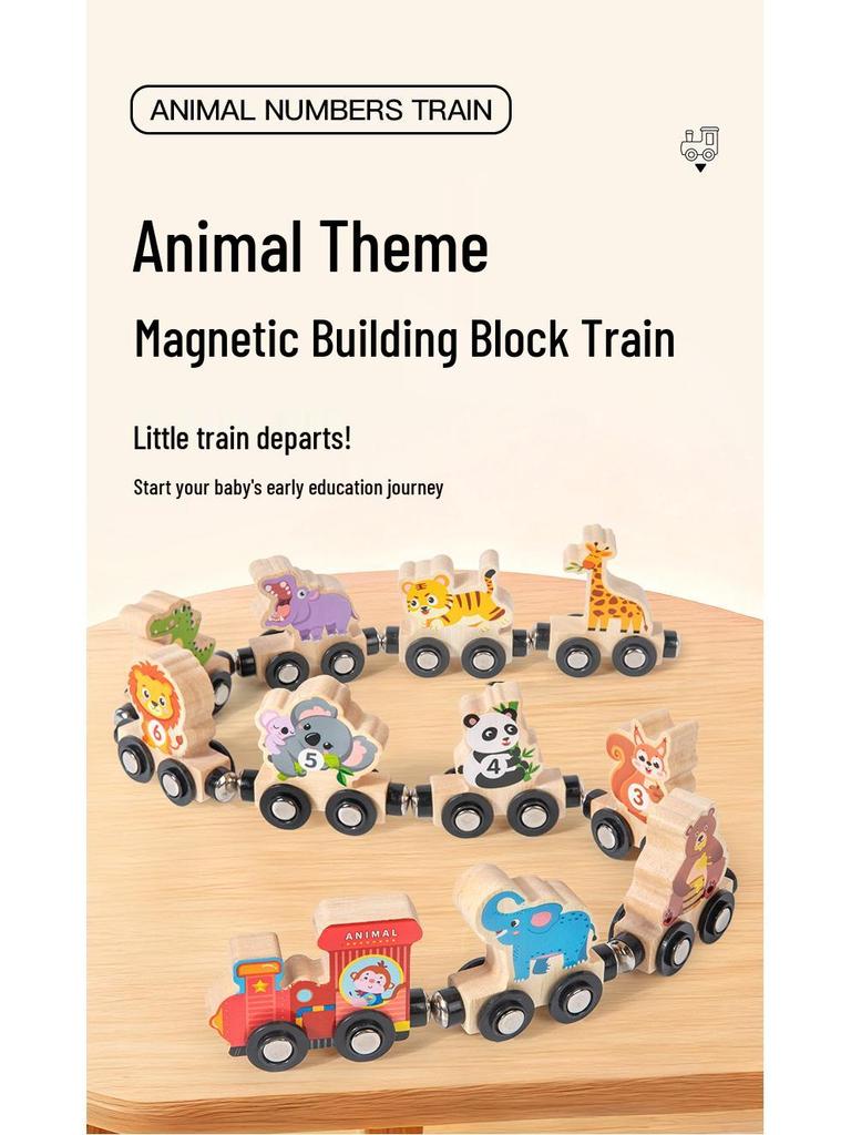 Wooden Magnetic Number Train for Kids - Color Recognition Toy