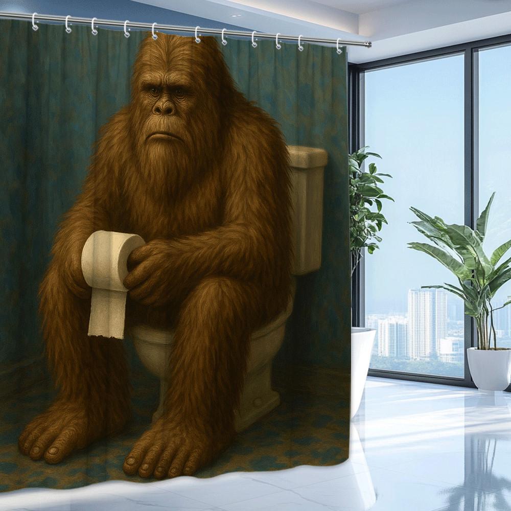 Nny Bigfoot Shower Curtain Realistic Sasquatch Holding Toilet Paper Humor Design Waterproof Easy To Install Elevate Your Space