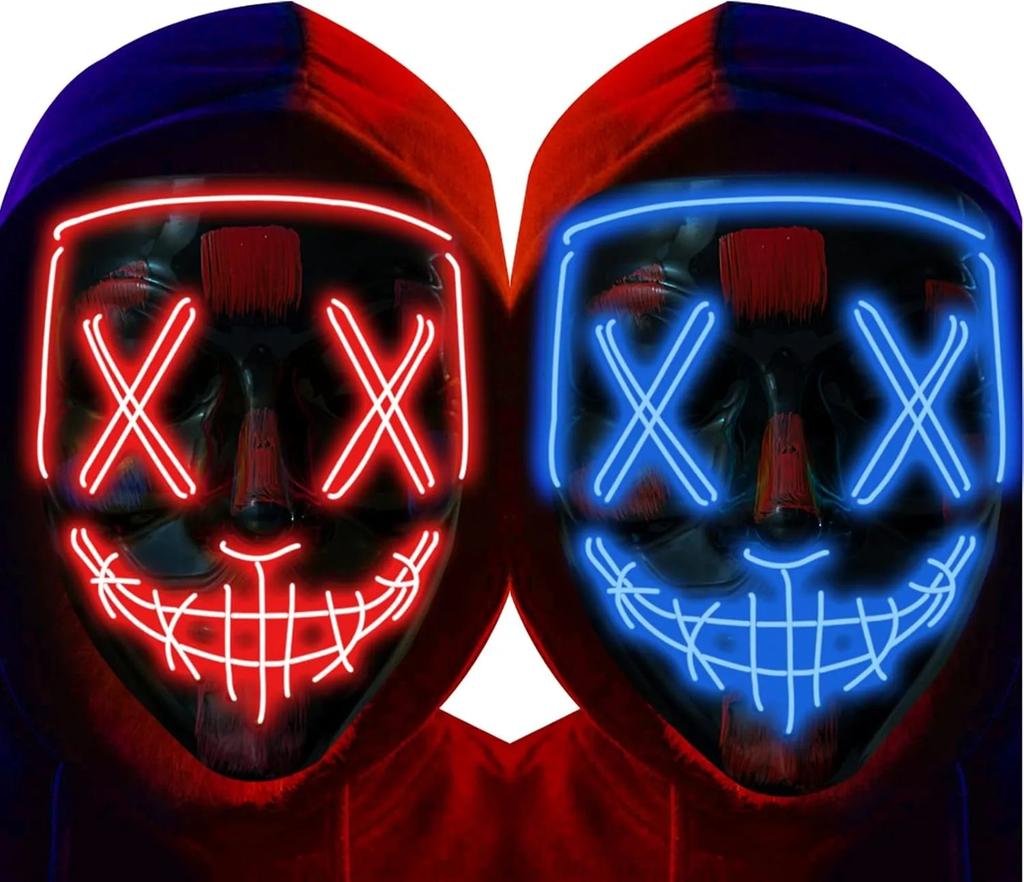 Poptrend Halloweenská maska LED svítící maska Strašidelná maska na Festival Cosplay Halloweenský kostým Maškarní večírky Karnevalový dárek