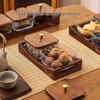 Luxury Glass Walnut Fruit & Snack Plate with Candy Compartments for Living Room Coffee Table