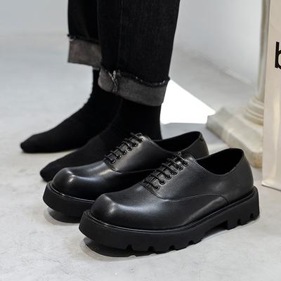Herren Lederschuhe 46 Business Casual Schuhe Schwarz Eckige Spitze Plateau Low Top Übergröße Nische Lederschuhe 45 15961-A