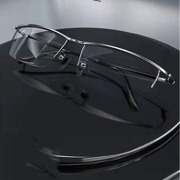 Metal Half-frame Myopia Glasses Anti-blue Light Goggles Unisex Business Men Women Near Sight Eyeglasses FInished Optical Eyewear