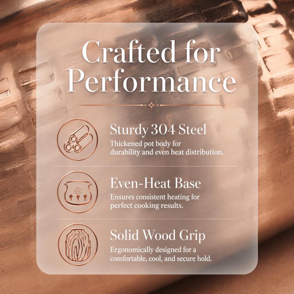 Rose Gold Wooden Color Butter Warmer Pot Stainless Steel Sauce Pan  Milk Coffee Pouring Oil