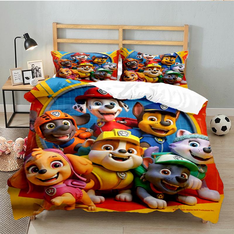 Dog Paw Heroes 3PCS Bedding set,Ideal for 1pc Duvet Cover And 2pcs Pillowcases Perfect for Fan gift,Ideal for Bedroom, Dormitory