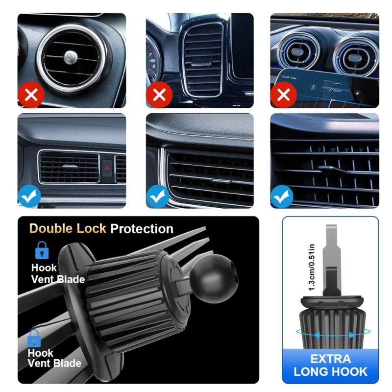 Support de téléphone de voiture magnétique double avec une force de 66 lbs pour une tenue sécurisée Rotation à 360 degrés Design compact Convient à la plupart des véhicules