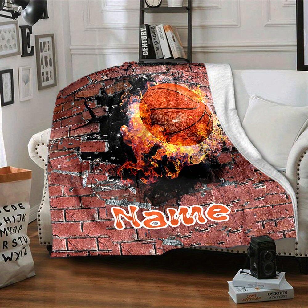 Basketballthemed Home Customize Your Name Blankets Comfortable Soft Lightweight Allseason Multipurpose Blanket For Picnics Sofas Offices Beds Living