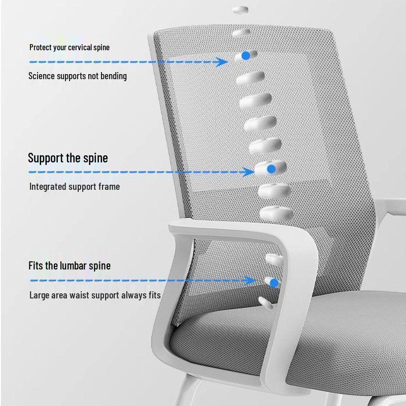 Ergonomic Office Chair with Bow-Shaped Backrest for Long Sitting