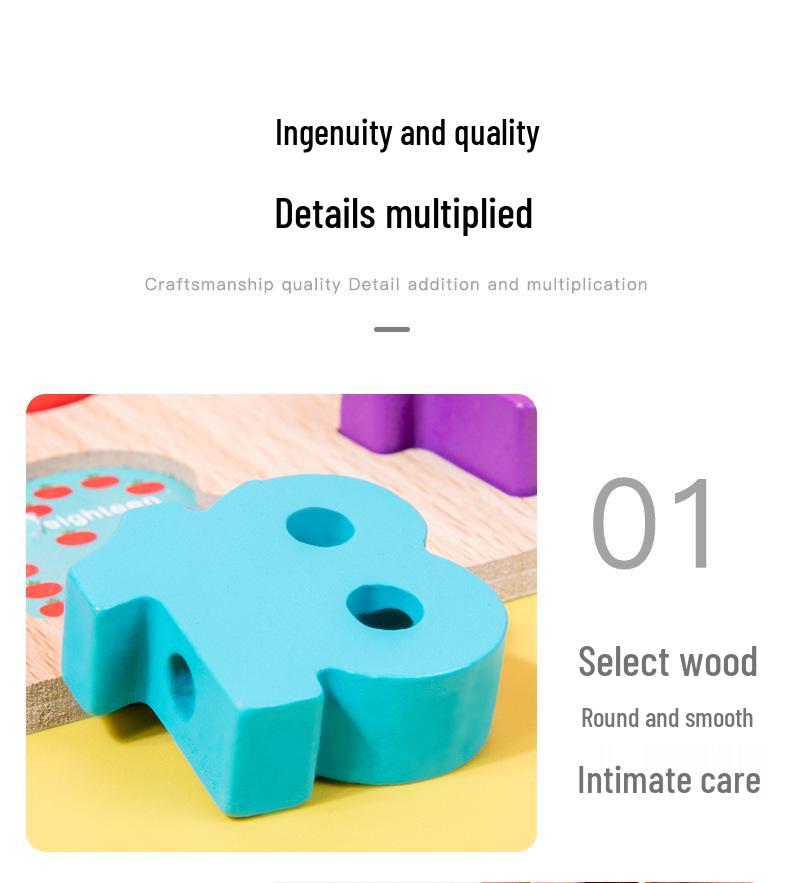 Wooden Educational Building Blocks: Numbers & Letters Cognitive Puzzles for Kids
