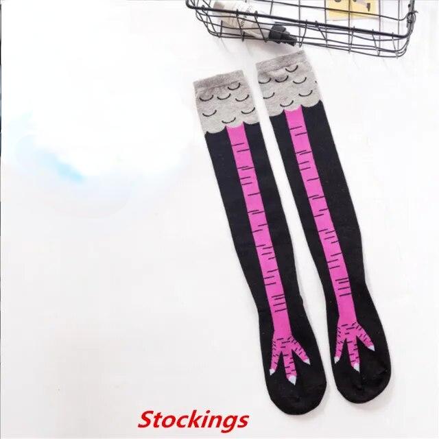 

Носки до середины икры с рисунком куриной лапки, новинки и забавные носки до колена, женские чулки и чулочно-носочные изделия Knee socks красный