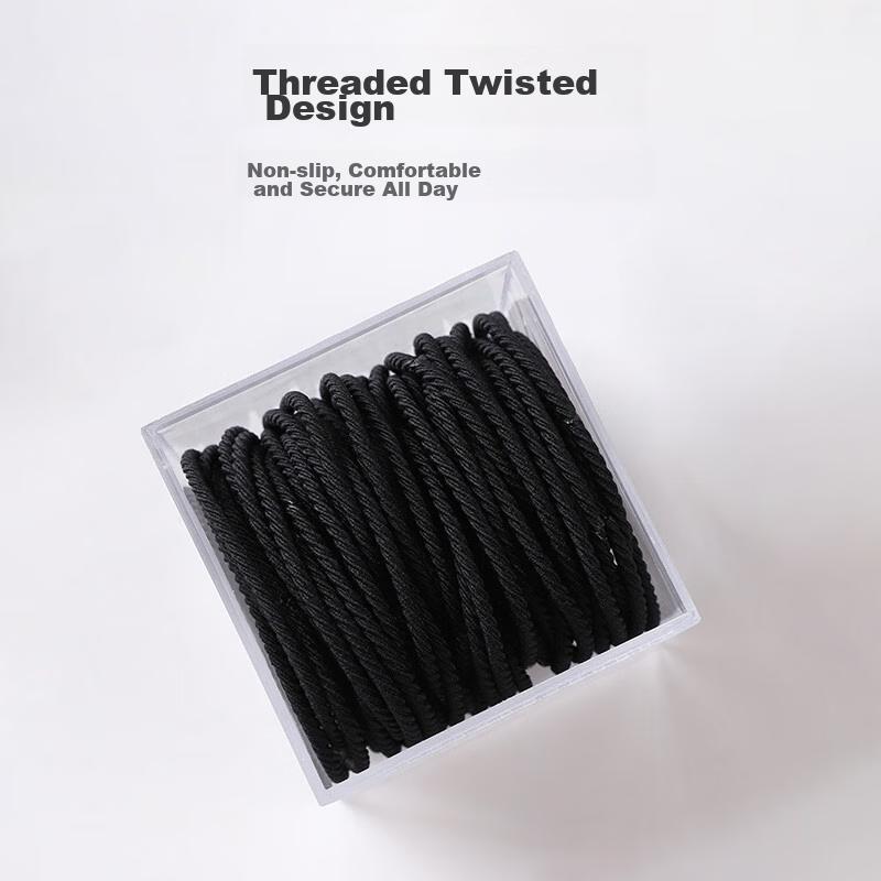 50-Piece Black Hair Ties, High Elasticity Rubber Bands for Ponytails
