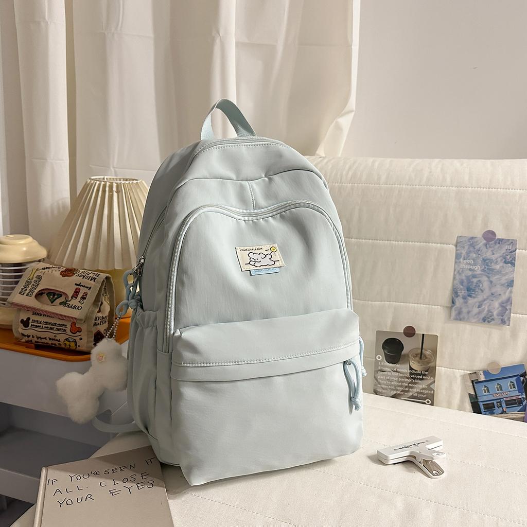 Schoolbag new Korean version of high-value large-capacity schoolbag for women's leisure solid color simple and versatile backpack for junior