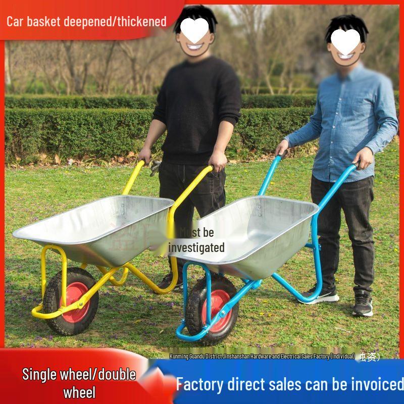 Wytrzymała taczka budowlana i rolnicza: Łatwa do pchania taczka na błoto, piasek i ziemię