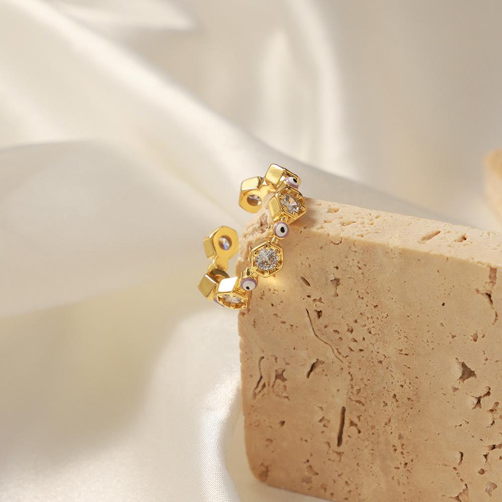 Stylish Devil's Eye Ring: Openable, Zircon Inlaid, Adjustable Women's Geometric Jewelry
