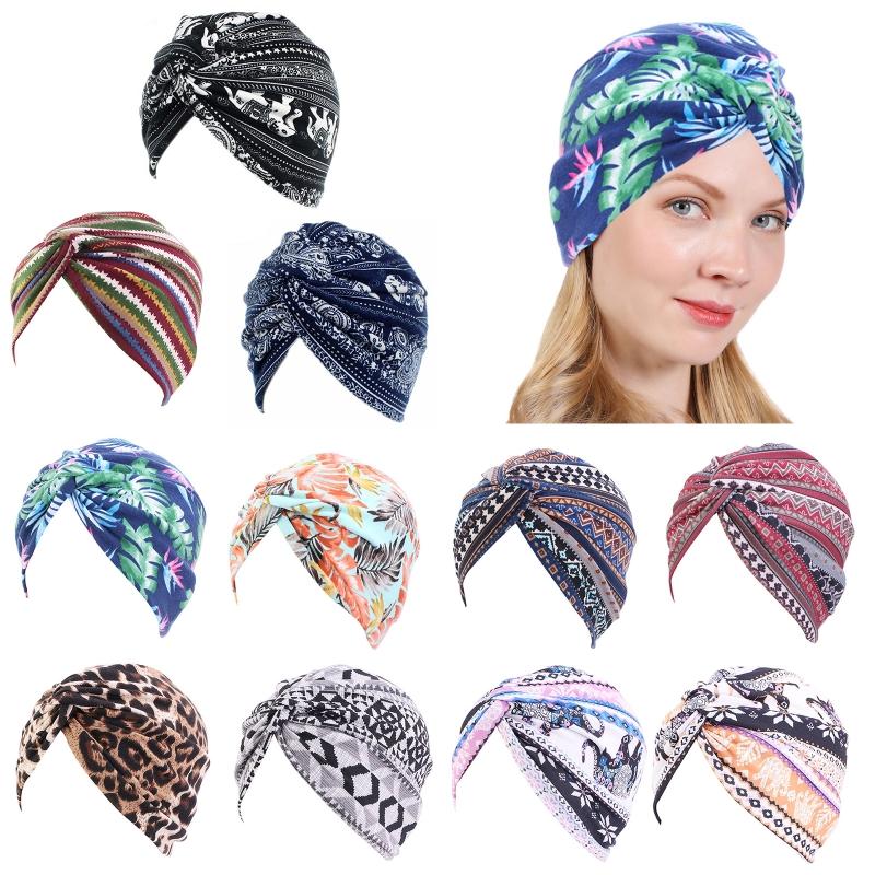 Donne Boho Pieghettato Turbante Cappello Etnico Elefante a righe Testa  Avvolgere Croce Twist Nodo Elastico Musulmano Hijab Berretto Chemio  Cappuccio acquista in modo economico — spedizione gratuita, recensioni  reali con foto — Joom