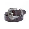 Western Denim Belt Alloy Large Plate Buckle Vintage Engraved Men'S Punk Hip Hop Leather Belt