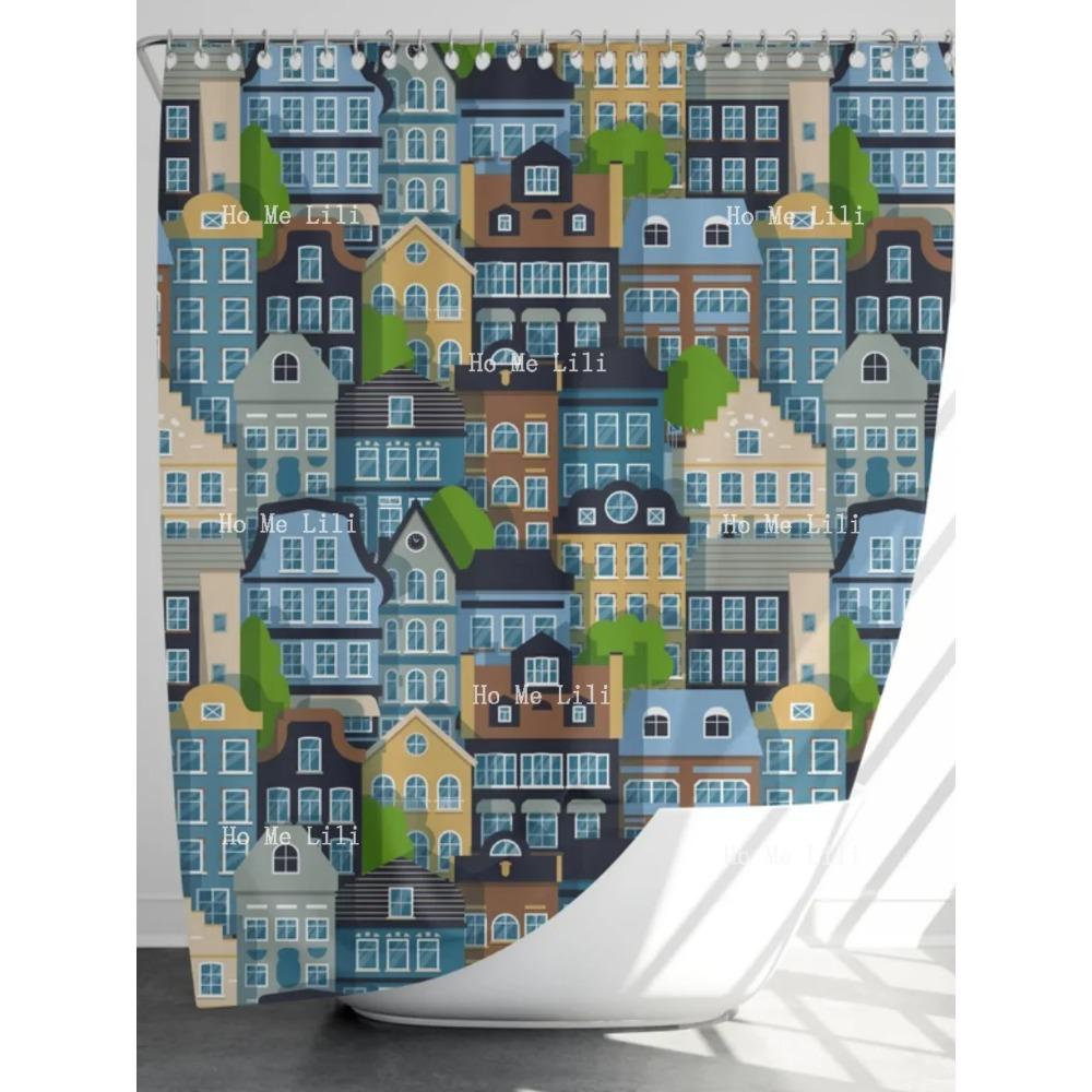 Colorful House Shower Curtain 100% Waterproof Modern Bathroom Decor Housewarming Gift