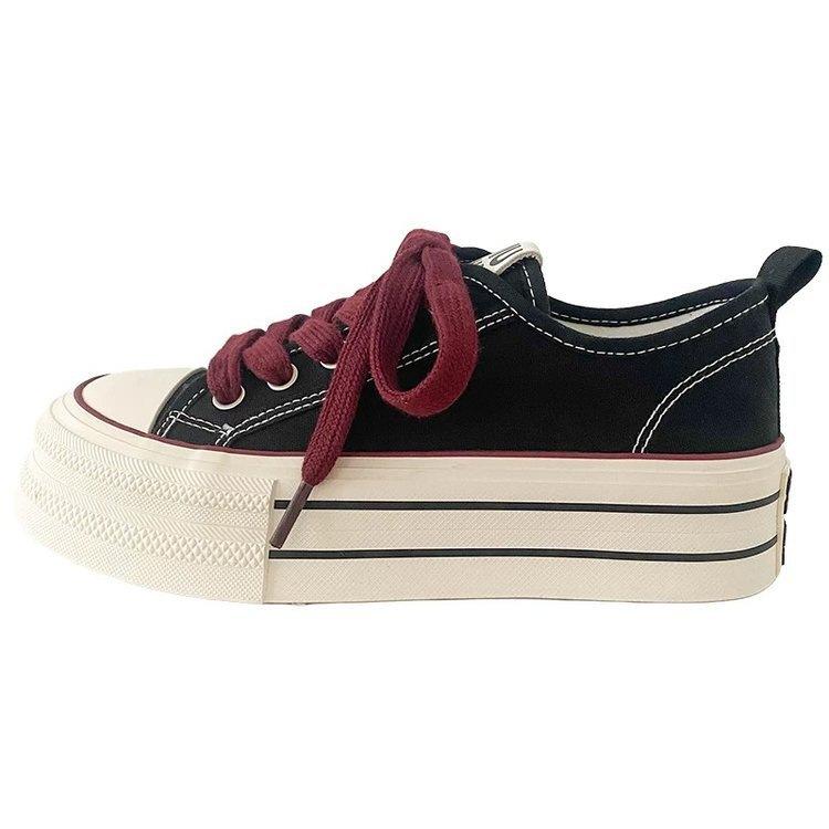 Casual Breathable Thick-soled Heightening New Autumn Canvas Shoes Student Muffin Board Shoes Personality