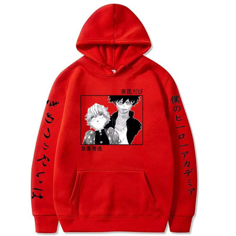 Japan Funny Anime My Hero Academia Dabi Print Hoodies Men Women Harajuku Cartoon Demon Slayer Agatsuma Zenitsu Sweatshirt