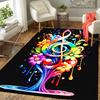 1 Stück Teppich mit Blumen- und Musiknoten-Druck, Design für Innenbereiche, Weich, Rutschfest und Langlebig, Gaming-Raum-Dekoration für Schlafzimmer, Wohnzimmer und Ex