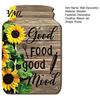 Decorative Signs for Kitchen Mason Jar Shape Wall Decoration, Wooden Art with Sunflower Print, Hanging Plaques Retro Rustic Decor Farmhouse
