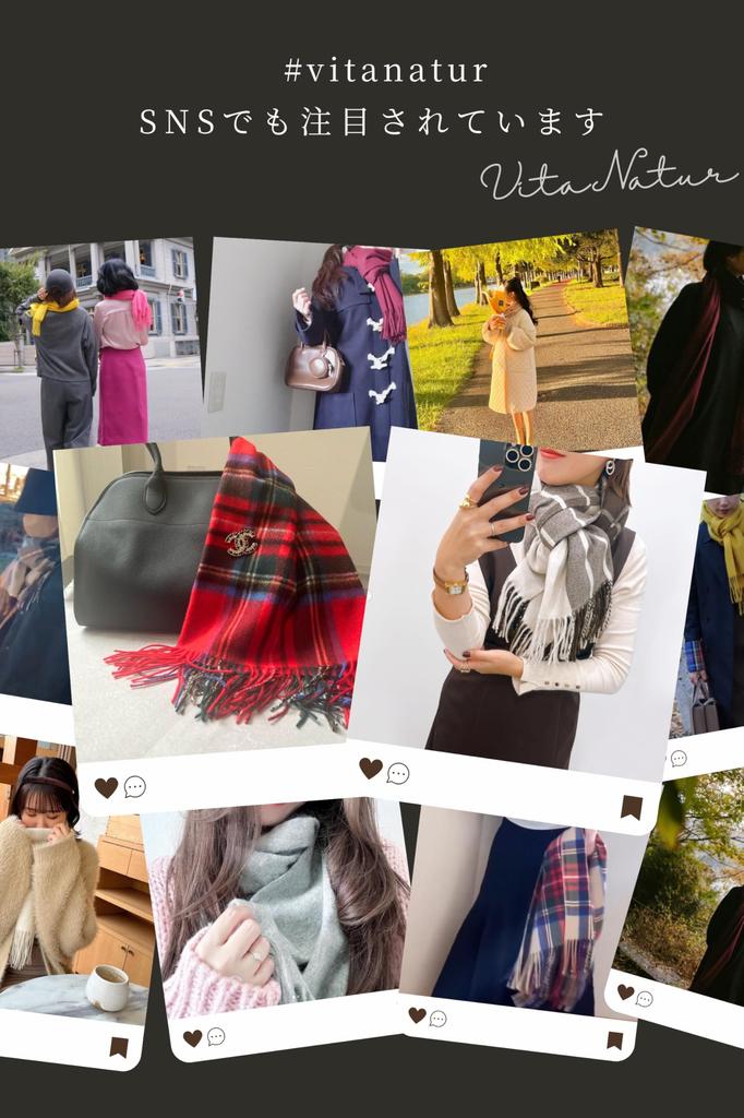 Vita Natur Premium Cashmere Large 35cm Wide Scarf X Solid Gray 100% (Unisex) (186cm 35cm)