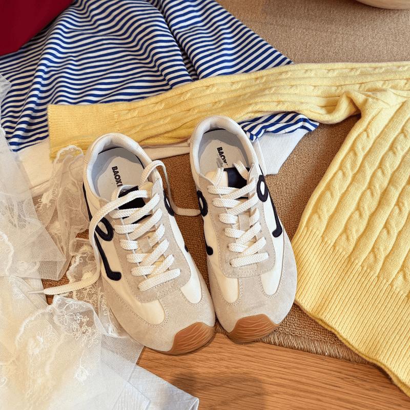 Retro-Farbabstimmung Damen-Ins Frühling echtes weiches Leder atmungsaktiv weich besohlt Sport- und Freizeitschuhe