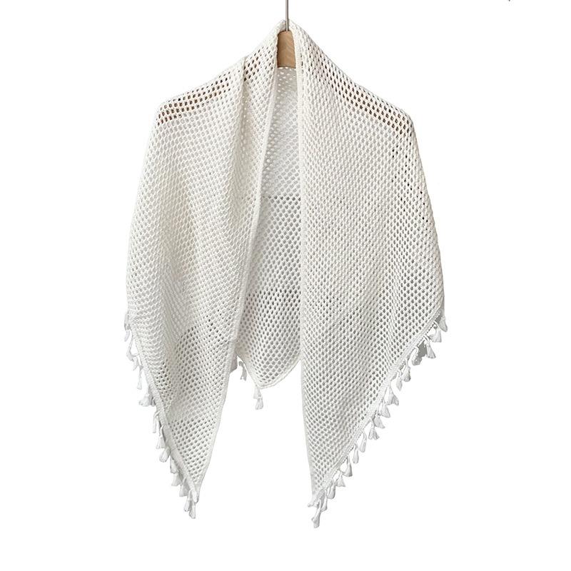 Women S Knitted Solid Color Tassel Versatile Shawl Wrap