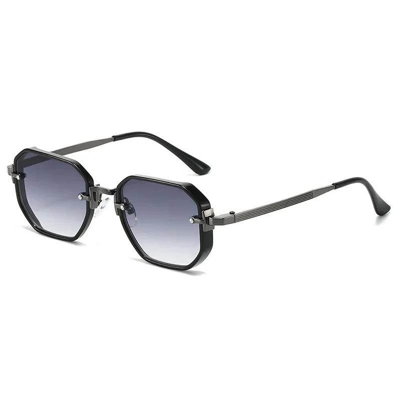 Retro Square European And American Style Polygonal Metal Frame Sunglasses Simple And Personalized Men'S Pilot Fashion Glasses