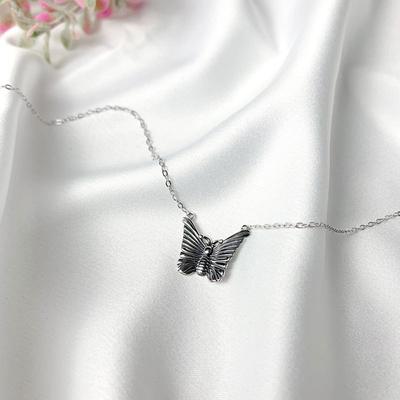 Thai Old Retro Butterfly Necklace Hong Kong Style Hip-hop Personality Clavicle Chain Women Versatile
