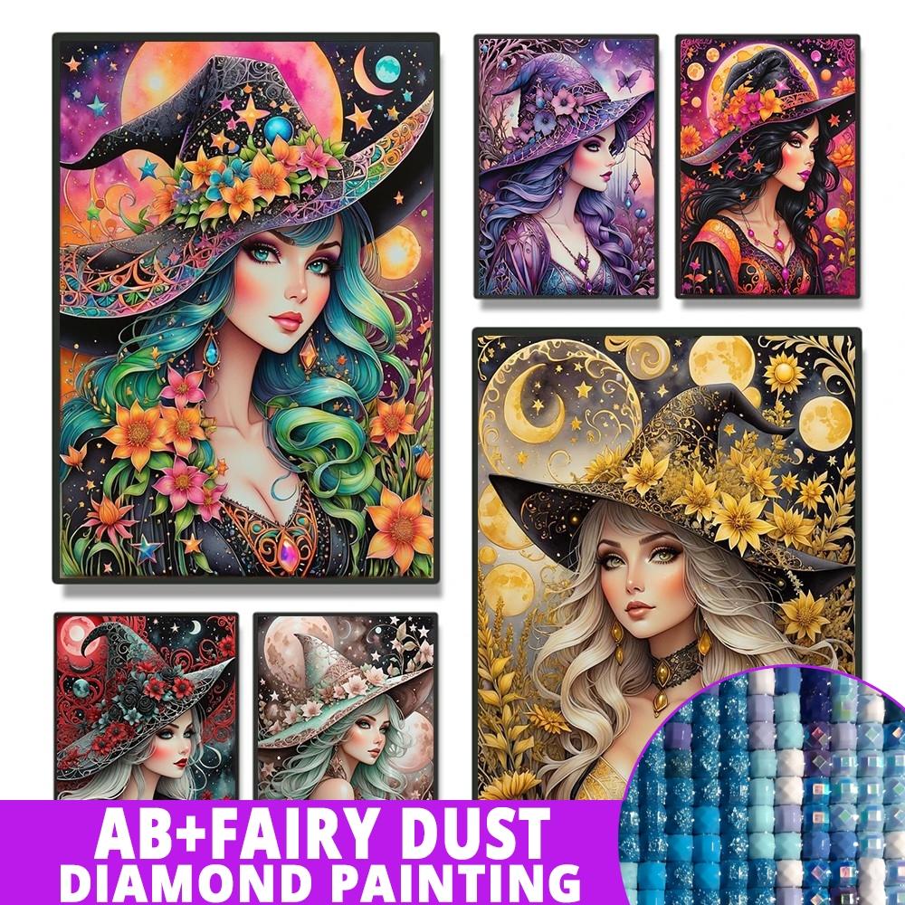 Fairy Dust AB Wonderful Witch Girl 5D Diamond Painting Kits Cartoon Magic Woman Art DIY Drills Mosaic Embroidery Cross-stitch