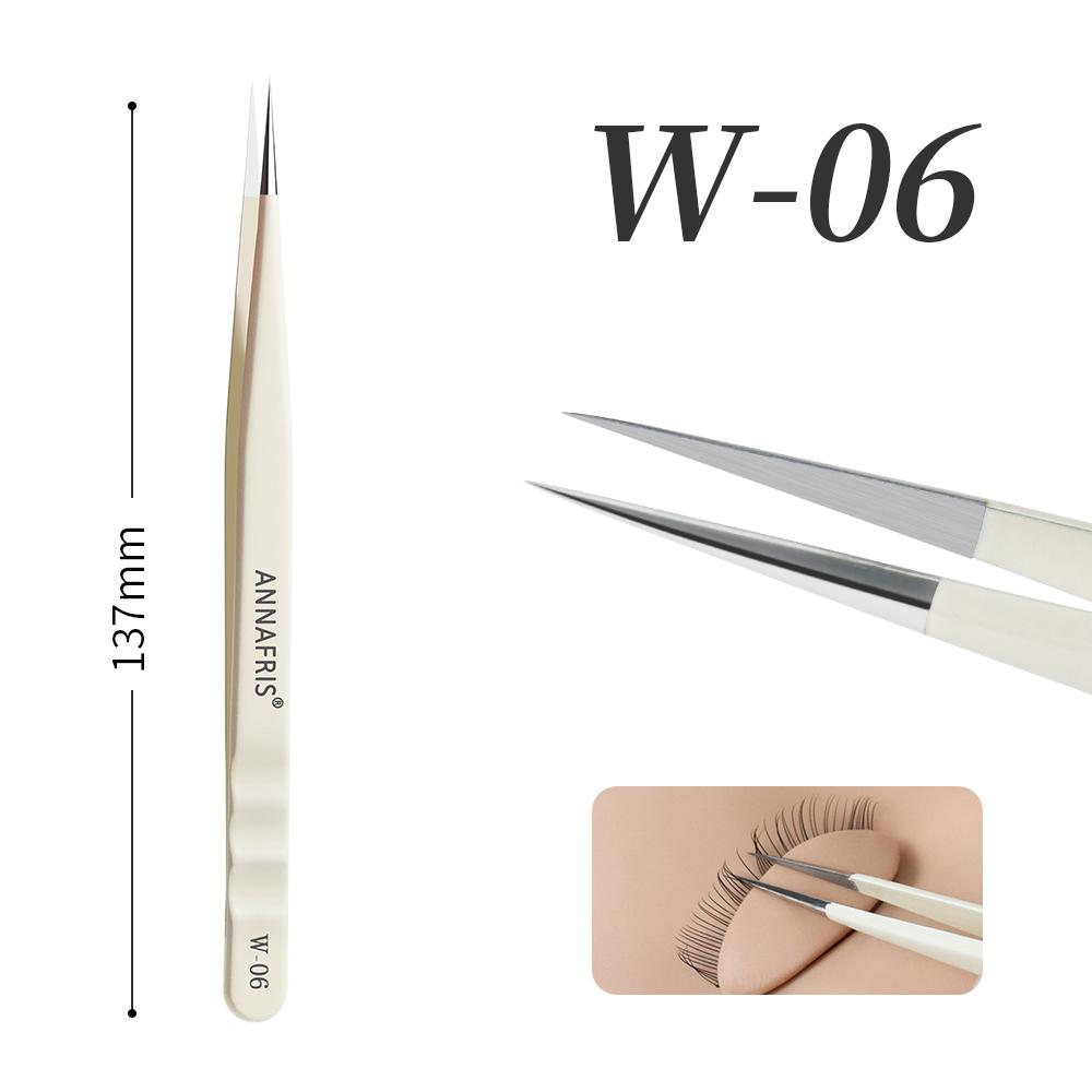 ANNAFRIS Stainless Steel High Precision False Eyelash Tweezers Straight Curved Pointed Tip Tweezers Lash Extension Makeup Tools