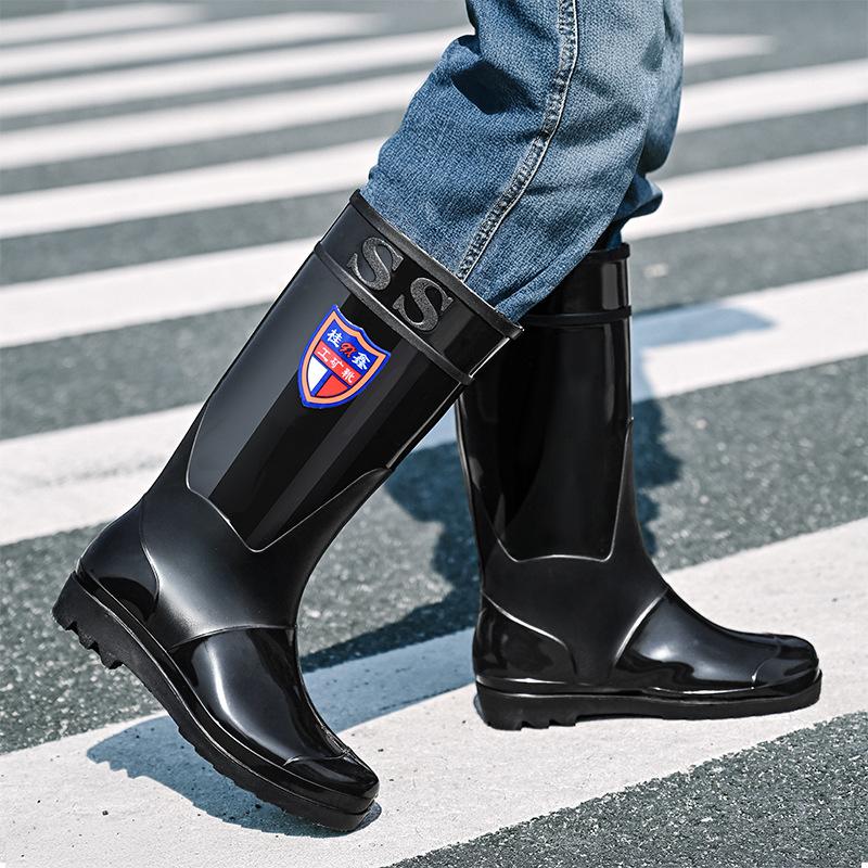 Black Rain Shoes Short Tube Women's Water Shoes Waterproof and Non-slip Glue Shoes Warm Short Tube Men's Water Boots Low Tube Foot Rain Boots