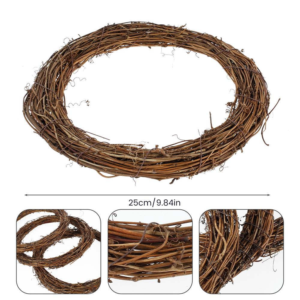 3/5Pcs Round Natural Rattan Wreath Stem Branch Ring Garland Wedding Birthday Party Decor Supplies Christmas Gift 20/25/30cm