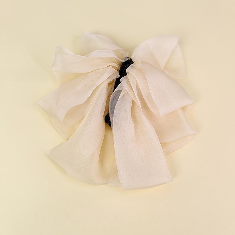 French Multi-layer Bow Banana Clip for Women: Vertical Ponytail Hair Accessory