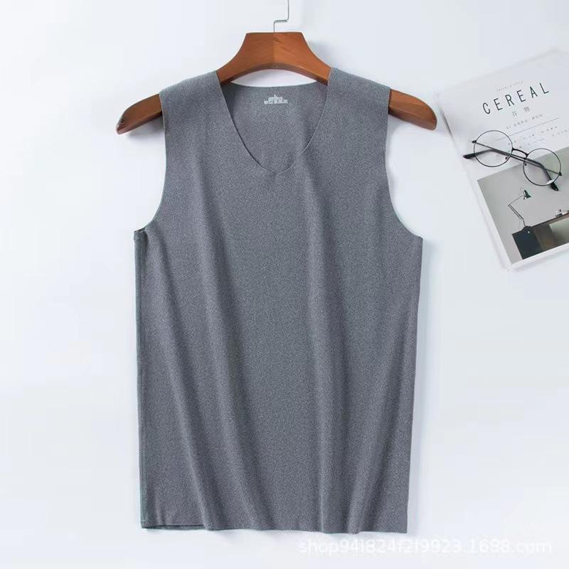 Herren Frühling Herbst Winter Nahtlose Thermoweste V-Ausschnitt Ärmellos Thermische Unterwäsche Verdickt Elastisch Slim Fit Unterhemd Thermische Oberteile