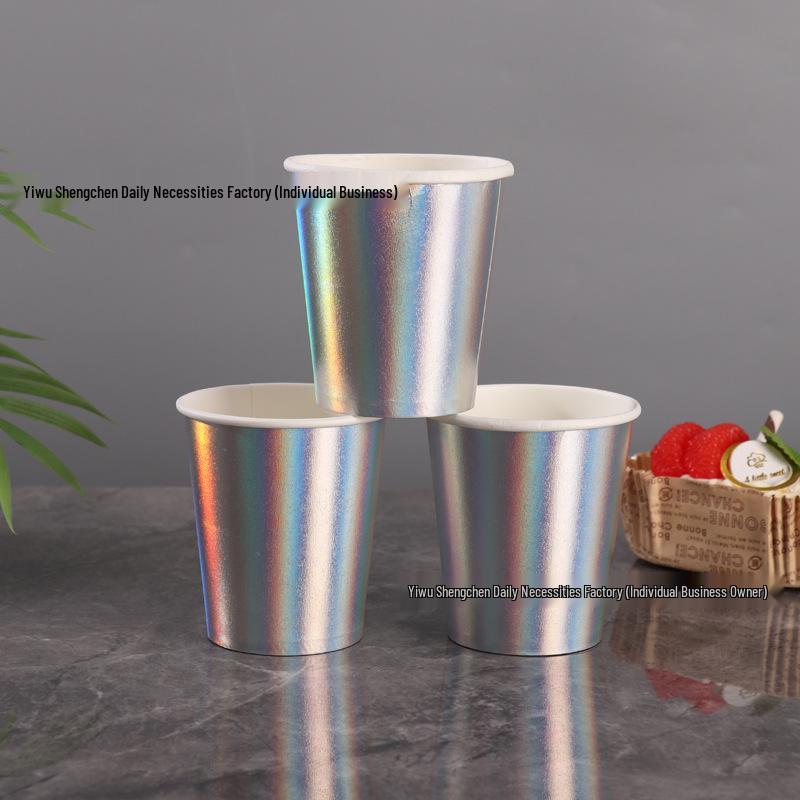 Dazzling 7" & 9" Silver Laser Paper Plate Set - Colorful Disposable Party Decor