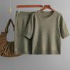 Women's Summer Solid Color Suit Skirt New Crew Neck Top Knitted Two-piece Skirt