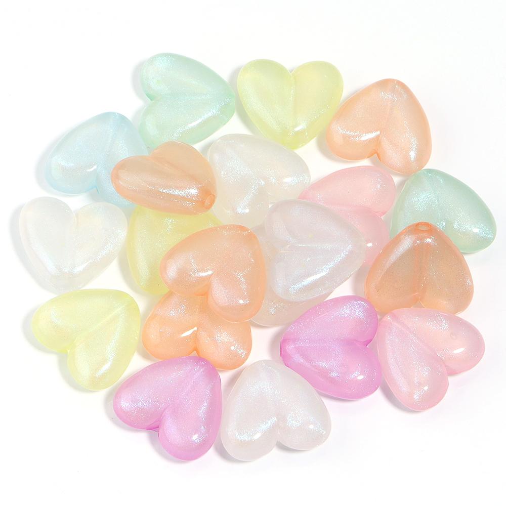 20-100pcs Acrylic Love Heart Beads Color Loose Spacer Charm Bead for Jewelry DIY Bracelet Necklace Phone Chain Beaded Material
