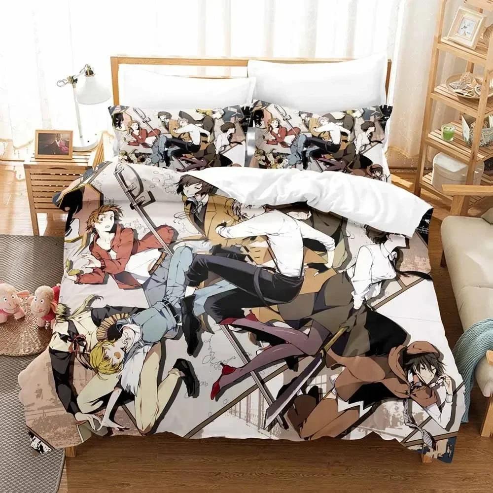 Anime Bungo Stray Dogs Bedding Set Boys Girls Twin Queen Size Duvet Cover Pillowcase Bed Kids Adult Fashion Home Textileextile
