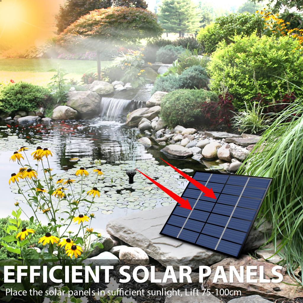 Solar Panel Fountain Kit 1.4W Pump DIY Solar Water Fountain Pump with 5 Nozzles Outdoor Garden Bird Bath Pond
