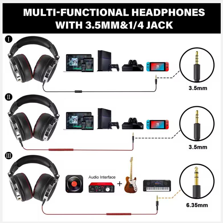 Oneodio Wired Professional Studio Pro 50 DJ Headphones With Microphone Over Ear HiFi Monitor Music Headset Earphone For Phone PC