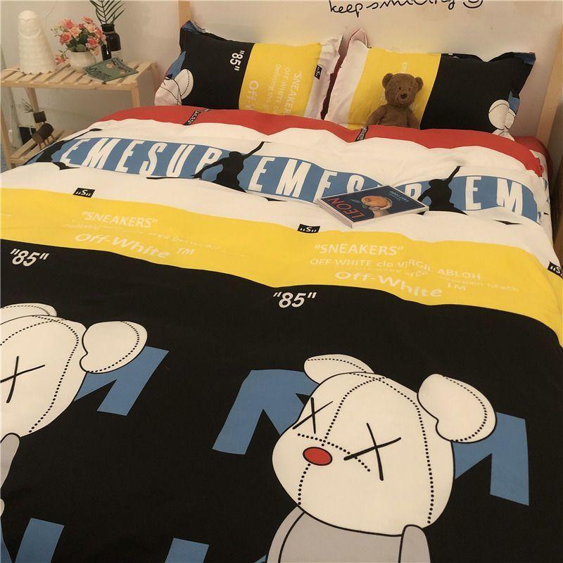 Cartoon Color Matching Four-piece Set Quilt Cover Bedding Quilt Cover Dormitory Bed Single Three-piece Set