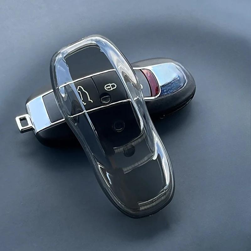 soft TPU Car Key Cover Case Protector for New Porsche Macan 718 Cayenne Paramela 911 Smart Remote Transparent shell Accessories