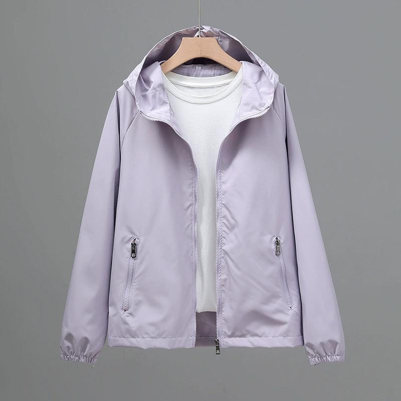 Frühlings- und Herbstjacke Damen Kurze Freizeitjacke Locker Große Kapuzenoberteil Dünne Jacke