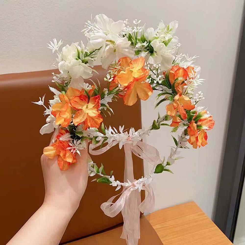 Simulation Flower Flower Hair Hoop Hair Ornaments Wedding Headwear Exquisite Wreath Headband  Girls