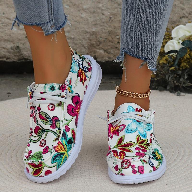Spring and Autumn Large Size Low Top Single Shoes Women's Graffiti Lazy Canvas Shoes Lightweight Board Shoes