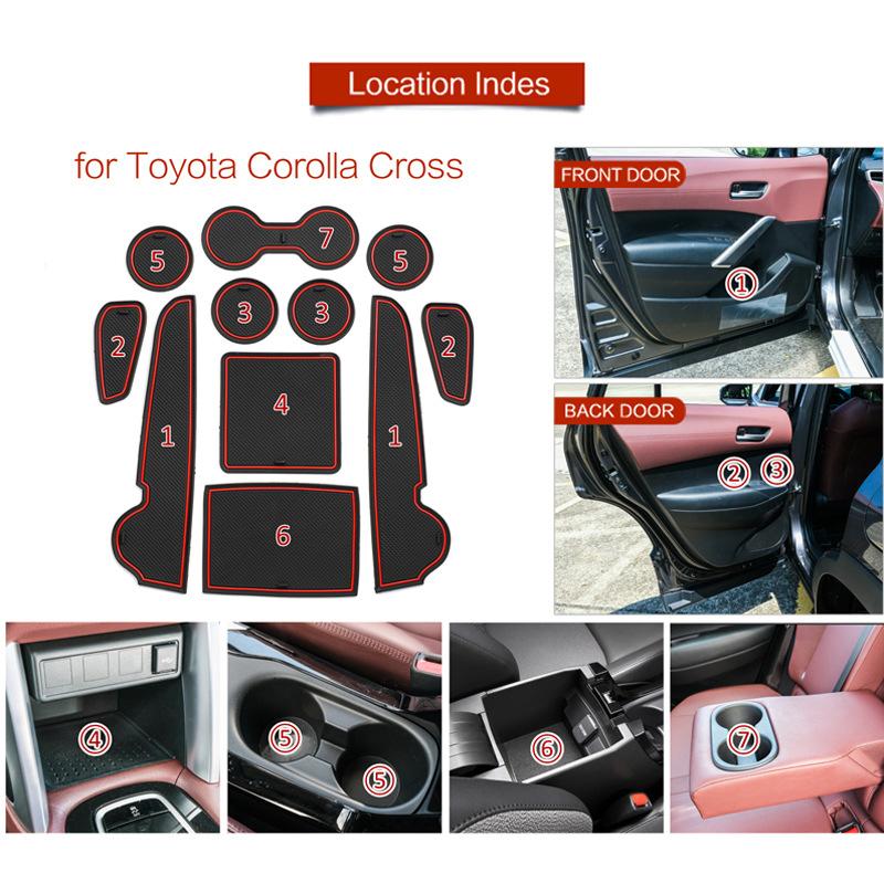 Car Door Groove Rubber Mat Cup Cushion Gate Slot Coaster Dust-Proof Pad For Toyota Corolla Cross Xg10    Accessories