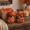 Handcrafted Halloween Props Pumpkin Ghost Bat Skull Figurine, Cute Resin Vivid Skeleton Figurines Tabletop Ornaments for Home Party Shelf Mantels