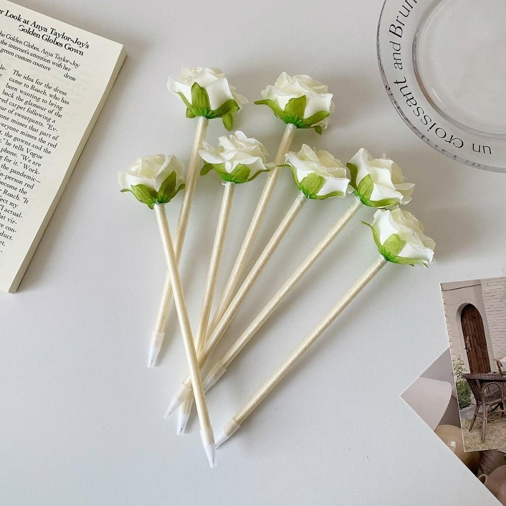 Fake Rose Neutral Gel Pens Writing Smoothly Signature Pen Artificial Flowers Ballpoint Pen Ladies